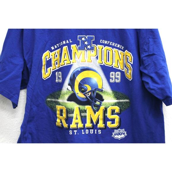 Vintage St Louis Rams Football NFC Champions 1999 T Shirt XL - Picture 2 of 7
